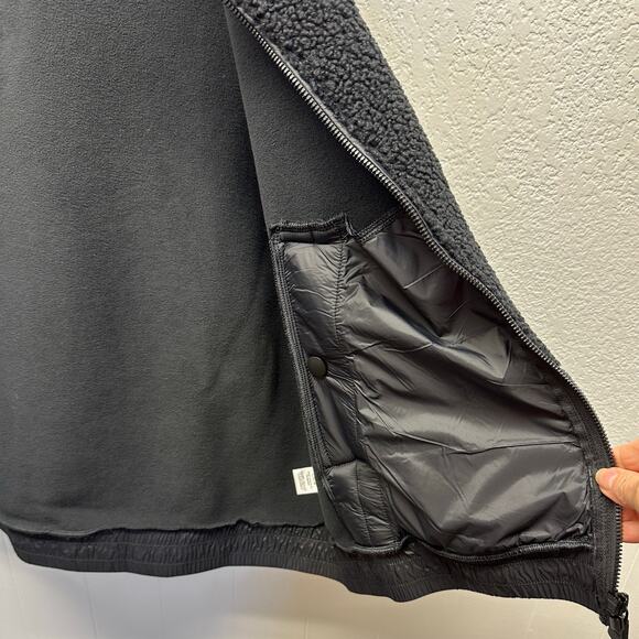 AVIA Women’s Black Full Zip Faux Shearling Hooded Vest Front Pockets K606 - Picture 9 of 15